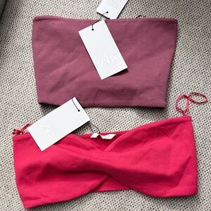 Zara Women's Pink and Mauve Tube Tops